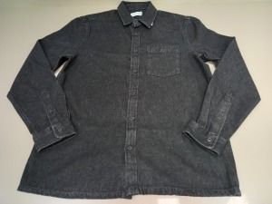 20 X BRAND NEW TOPMAN CHARCOAL DENIM BUTTONED SHIRTS SIZE MEDIUM AND LARGE RRP £35.00 (TOTAL RRP £700.00)