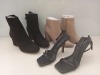 28 PIECE MIXED TOPSHOP SHOE LOT CONTAINING WF BELIZE SUEDE ZIP UP ANKLE BOOTS UK SIZE 6 RRP £39.00, RITZ BLACK HIGH HEELS UK SIZE 5 RRP £36.00 AND HACKNEY TAUPE ZIP UP HEELED ANKLE BOOTS UK SIZE 3 RRP £46.00