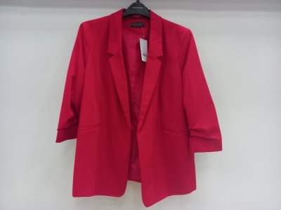 10 X BRAND NEW DOROTHY PERKINS WOMENS RED BLAZERS IN SIZES 14, 16, 20 AND 22 RRP £35.00 (TOTAL RRP 3350.00) (PICK LOOSE)