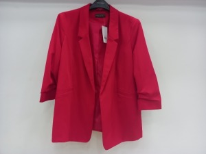 10 X BRAND NEW DOROTHY PERKINS WOMENS RED BLAZERS IN SIZES 14, 16, 20 AND 22 RRP £35.00 (TOTAL RRP 3350.00) (PICK LOOSE)