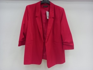 10 X BRAND NEW DOROTHY PERKINS WOMENS RED BLAZERS IN SIZES 14, 16, 20 AND 22 RRP £35.00 (TOTAL RRP 3350.00) (PICK LOOSE)