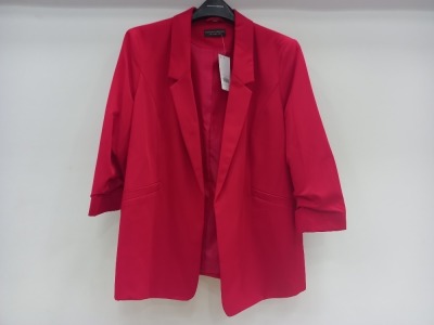 10 X BRAND NEW DOROTHY PERKINS WOMENS RED BLAZERS IN SIZES 14, 16, 20 AND 22 RRP £35.00 (TOTAL RRP 3350.00) (PICK LOOSE)