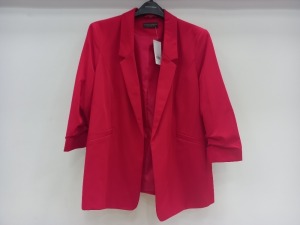 10 X BRAND NEW DOROTHY PERKINS WOMENS RED BLAZERS IN SIZES 14, 16, 20 AND 22 RRP £35.00 (TOTAL RRP 3350.00) (PICK LOOSE)