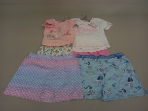 30 PIECE MIXED CLOTHING LOT CONTAINING KIDS VEST AND SHORTS SET, MERMAID T SHIRTS, KIDS DREAM TOP AND SHORTS SET IN VARIOUS KIDS SIZES