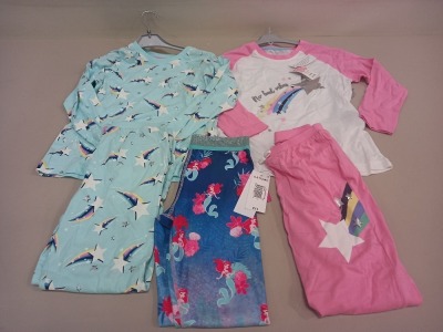 30 PIECE MIXED PYJAMA LOT CONTAINING NO BAD VIBES PYJAMA SETS, STAR PYJAMA SETS AND MERMAID LEGGINGS IN VARIOUS KIDS SIZES