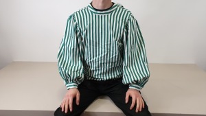 15 X BRAND NEW TOPSHOP GREEN / WHITE STRIPPED LONG SLEEVED TOPS - SIZE UK 12