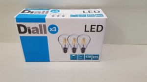 48 X BRAND NEW DIALL PACK OF 3 LED BULBS WITH EDISON SCREW CAP (470 LUMENS) - IN 3 BOXES