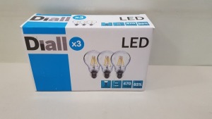 48 X BRAND NEW DIALL PACK OF 3 LED BULBS WITH EDISON SCREW CAP (470 LUMENS) - IN 3 BOXES