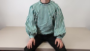 15 X BRAND NEW TOPSHOP GREEN / WHITE STRIPPED LONG SLEEVED TOPS - SIZE UK 14
