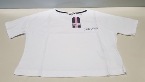 20 X BRAND NEW JACK WILLS LOWTON WHITE CROP T SHIRTS UK SIZE 12 RRP £26.95 (TOTAL RRP £539.00) (PCK LOOSE)