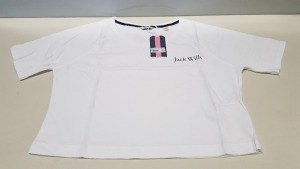 20 X BRAND NEW JACK WILLS LOWTON WHITE CROP T SHIRTS UK SIZE 12 RRP £26.95 (TOTAL RRP £539.00) (PCK LOOSE)