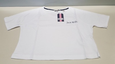 20 X BRAND NEW JACK WILLS LOWTON WHITE CROP T SHIRTS UK SIZE 12 RRP £26.95 (TOTAL RRP £539.00) (PCK LOOSE)