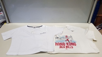 12 PIECE MIXED JACK WILLS CLOTHING LOT CONTAINING 3 X HONG KONG LOCATION T SHIRTS AND 9 X CROP T SHIRTS UK SIZE 6 RRP £26.95