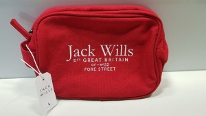 8 X BRAND NEW JACK WILLS LOUGHTON COTTON CANVAS RED TOILETRY BAGS RRP £24.95 (TOTAL RRP £199.60)