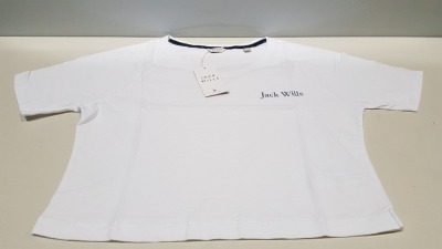 30 X BRAND NEW JACK WILLS LOWTON WHITE CROP T SHIRTS UK SIZE 8 RRP £26.95 (TOTAL RRP £808.50)
