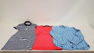 30 PIECE MIXED JACK WILLS CLOTHING LOT CONTAINING DRESSES, BUTTONED SHIRTS AND T SHIRTS IN VARIOUS STYLES AND SIZES