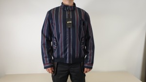 BRAND NEW GABICCI NAVY COLOURED (HAMILTON RETRO DETAILED) STRIPPED HARRINGTON - SIZE XL RRP £110.00