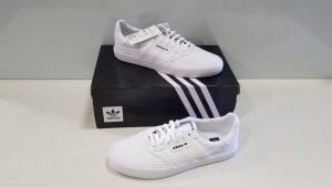 6 X BRAND NEW ADIDAS ORIGINALS TRIPLE WHITE 3MC TRAINERS UK SIZE 7.5 (PLEASE NOTE SOME SHOES ARE MARKED CAN BE REMOVED WITH BLEACH AND OR SOAPY WATER)