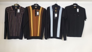 4 PIECE GABICCI LOT INCLUDES - SEARLE STRIPED KNIT BLACK AND YELLOW POLO - L £70.00 - BIOME KNIT
