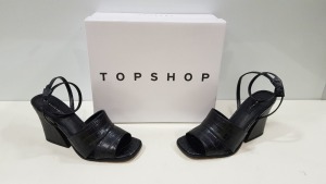8 X BRAND NEW BOXED TOPSHOP SAFFRON BLACK HEELS (UK SIZE 7) - PICK LOOSE 
RRP £46.00 (TOTAL £368.00)