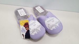 40 X PAIRS OF BRAND NEW MARY POPPINS DESIGN SLIPPERS LARGE / SMALL - IN 5 BOXES
