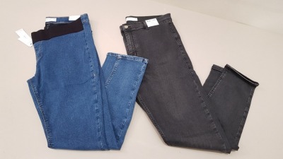 16 PIECE MIXED TOPSHOP JEAN LOT CONTAINING 11 X JONI SUPER HIGH WAISTED SKINNY MATERNITY JEANS UK SIZE 14 AND 5 X JONI SUPER HIGH WAISTED SKINNY JEANS UK SIZE 18