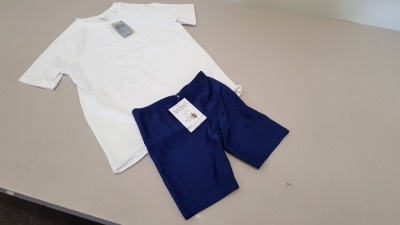 35 PIECE MIXED JOHN LEWIS AND BANNER CLOTHING LOT CONTAINING 5 X JOHN LEWIS BOYS WHITE PERFORMANCE SPORTSWEAR T SHIRTS AGE 13-14 YEARS AND 30 X BANNER NAVY CYCLING SHORTS SIZE 26 AND 28