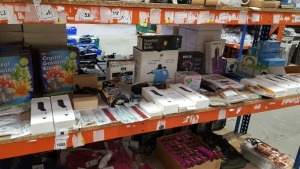 APPROX 60 PIECE ASSORTED LOT CONTAINING WORLD OF SCIENCE CRYSTAL GROWING KIT, STEAMER CLEANER, MINI HAIR STRAIGHTENER BRUSH, PENCHMARCH SKETCH MARKERS (60 COLOURS), USB CABLE PACKS, SMART WATCH STRAPS ETC
