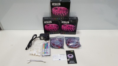 42 X BRAND NEW BOXED JESLED 12M LED STRIP LIGHTS (MULTICOLOUR / TIMING / DIY / DIMMING) - PICK LOOSE