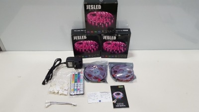 42 X BRAND NEW BOXED JESLED 12M LED STRIP LIGHTS (MULTICOLOUR / TIMING / DIY / DIMMING) - PICK LOOSE