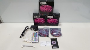 42 X BRAND NEW BOXED JESLED 12M LED STRIP LIGHTS (MULTICOLOUR / TIMING / DIY / DIMMING) - PICK LOOSE