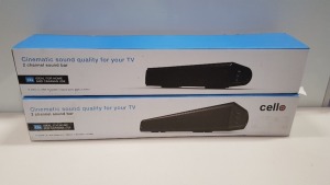 2 X BRAND NEW CELLO 2 CHANNEL SOUND BAR FOR CINEMATIC SOUND QUALITY FOR YOUR TV (15WATTS X 2)