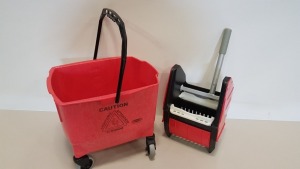 2 X BRAND NEW RUBBERMAID MOBILE BUCKET & WRINGER (RED 402) - LOOSE - SAMPLES