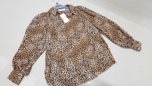 20 X BRAND NEW DOROTHY PERKINS PETITE LEOPARD PRINT BUTTONED LONG SLEEVE SHIRTS UK SIZE 12, 14 AND 16 (MAINLY SIZE 14)