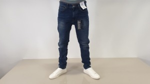 14 X BRAND NEW BURTONS MENSWEAR STRETCH TAPERED BLUE JEANS SIZE - 32R RRP £30