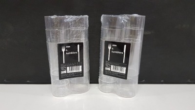 600 X PACKS OF 6 HIGH BALL SLIM JIM CLEAR PLASTIC TUMBLERS IN 150 DISPLAY BOXES - ON 1 FULL PALLET - 3600 INDIVIDUAL TUMBLERS IN THE LOT