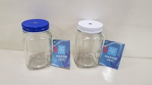 480 X BRAND NEW BOXED SUMMER LIVING GLASS MASON JAR DRINKS GLASS WITH LID - IN 20 BOXES