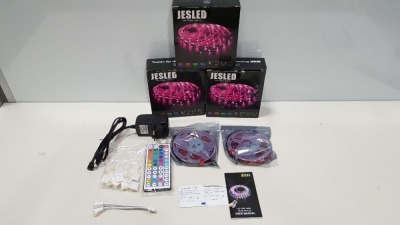 30 X BRAND NEW BOXED JESLED 12M LED STRIP LIGHTS (MULTICOLOUR / TIMING / DIY / DIMMING) - PICK LOOSE