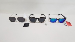 21 PIECE MIXED JEEPERS PEEPERS SUNGLASSES LOT CONTAINING JEEPERS PEEPERS ROUND SUNGLASSES, JEEPERS PEEPERS AVIATOR SUNGLASSES AND JEEPERS PEEPERS SQUARE SUNGLASSES