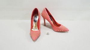 12 X BRAND NEW PINK STUDDED HEELS IN VARIOUS SIZES RRP £46.00 (TOTAL RRP £552.00)