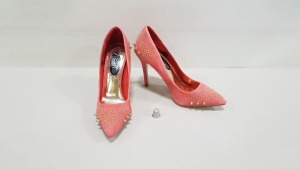 12 X BRAND NEW PINK STUDDED HEELS IN VARIOUS SIZES RRP £46.00 (TOTAL RRP £552.00)