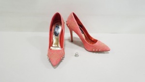 12 X BRAND NEW PINK STUDDED HEELS IN VARIOUS SIZES RRP £46.00 (TOTAL RRP £552.00)