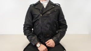 4 X BRAND NEW TOPMAN (PREMIUM) BLACK BUFFALO LEATHER JACKET WITH BELT AND BUCKLE IN VARIOUS SIZES