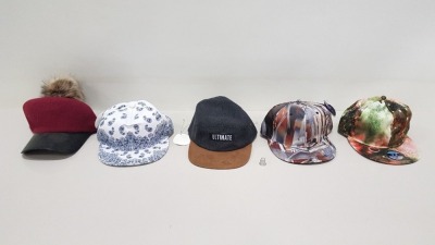 APPROX 100 X BRAND NEW 7X CAPS / HATS IN VARIOUS STYLES AND SIZES IN 2 BOXES