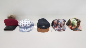 APPROX 100 X BRAND NEW 7X CAPS / HATS IN VARIOUS STYLES AND SIZES IN 2 BOXES