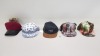 APPROX 100 X BRAND NEW 7X CAPS / HATS IN VARIOUS STYLES AND SIZES IN 2 BOXES
