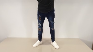 6 X BRAND NEW SIK SILK BLUE SKINNY RIPPED JEANS - IN VARIOUS SIZES RRP £60.00pp