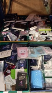 4 TRAYS CONTAINING LARGE QUANTITY OF ASSORTED ITEMS INCLUDING VARIOUS PHONE CASES AND TEMPERED GLASS SCREEN PROTECTORS ETC