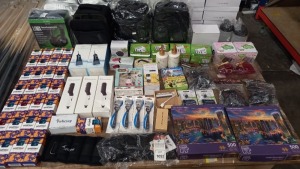 50+ PIECE ASSORTED LOT CONTAINING MINI HAIR STRAIGHTENER BRUSH, DUBAI SKYSCRAPER 500P JIGSAW, XBOX ONE LS10X ADVANCED WIRED GAMING HEADSET, ORAL IRRIGATOR, CHILDRENS FIGURES, ULTRASONIC PEST REPELLER, PS4 LEGO PLAY AND WATCH DOUBLE PACK, YOYOS ETC