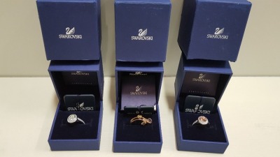 3 X BRAND NEW ASSORTED SWAROVSKI RINGS (RRP £100 EACH TOTAL £300)